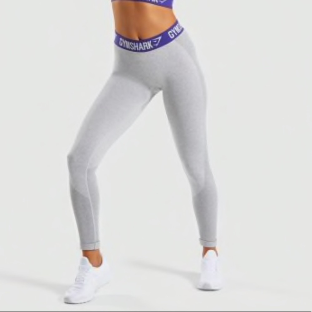 Gymshark Flex Leggings-Light Grey Marl/Indigo